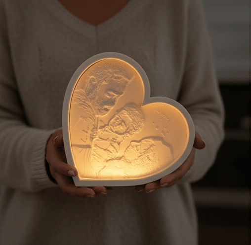 Gemini_Generated_Image_2yvdf92yvdsdfsf92yvd Personalized Heart-Shaped Lithophane Photo Frame LED Lamp | Custom 3D Engraved Night Light Gift for Couples, Parents, Anniversaries, Birthdays & Home Décor - Image 3